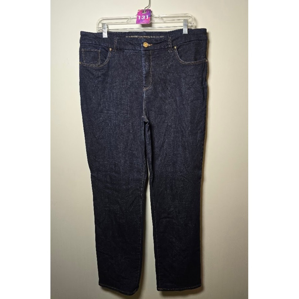 Chico's Womens So Slimming Girlfriend Slim Leg Jeans Dark Wash Denim Size 2.5